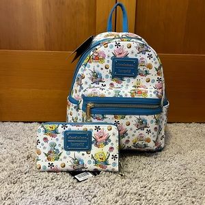 Loungefly SpongeBob Tattoo Print Backpack with Matching Wallett